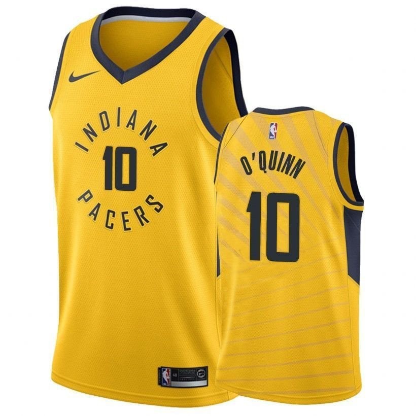 Men's Indiana Pacers Kyle O'Quinn #10 State Yellow Basketball Jersey S-3XL