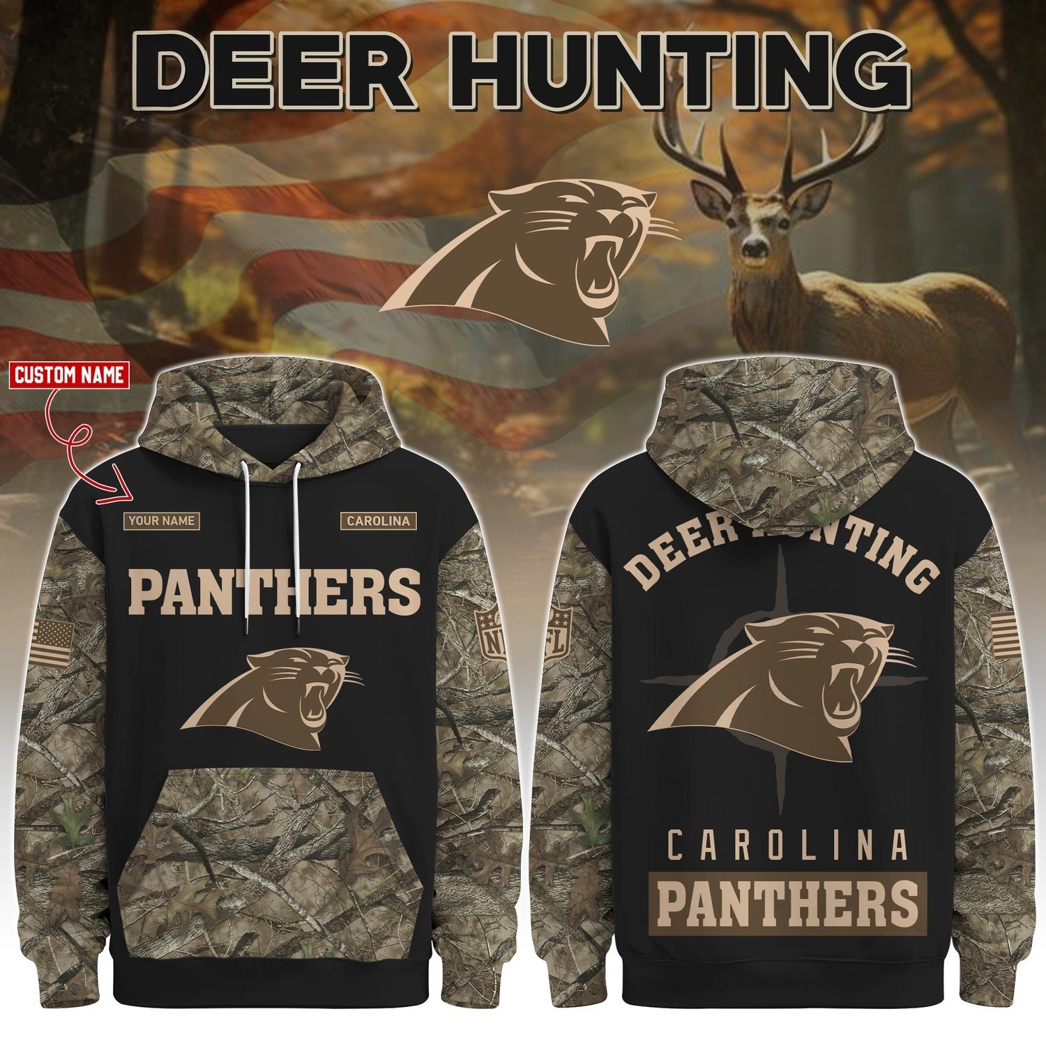 Musemora - Men's Carolina Panthers Hoodie - Game Day