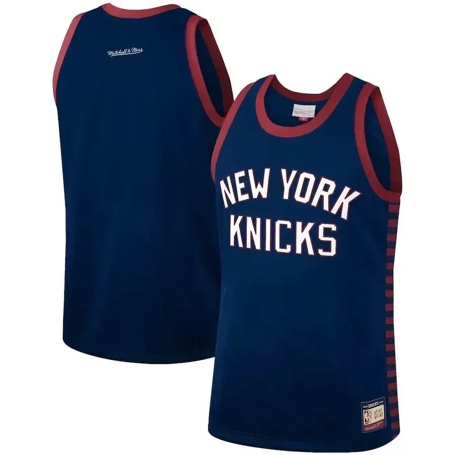 New York Knicks Mitchell & Ness Hardwood Classics Team Heritage Fashion Jersey Blue Multicolor
