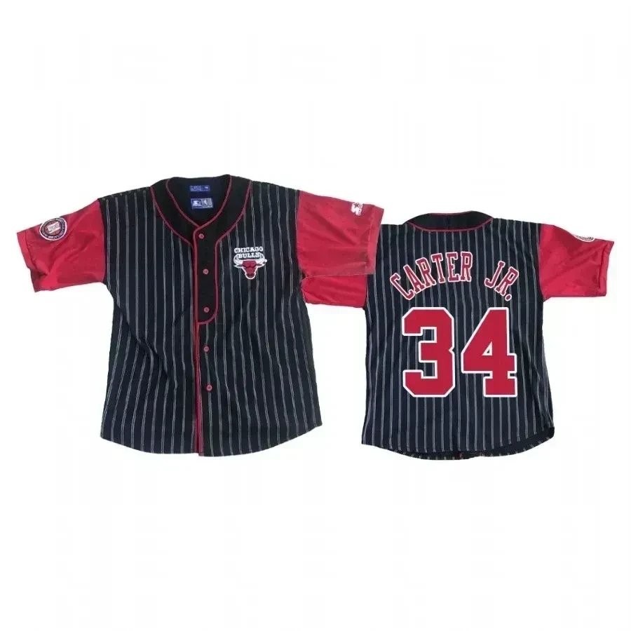 Men's Bulls Wendell Carter Jr. #34 Vintage Pinstripe Basketball Jersey
