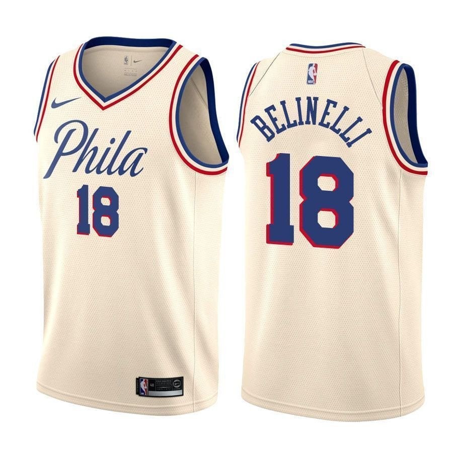 76ers Marco Belinelli #18 City Edition Natural Jersey Unisex Adult