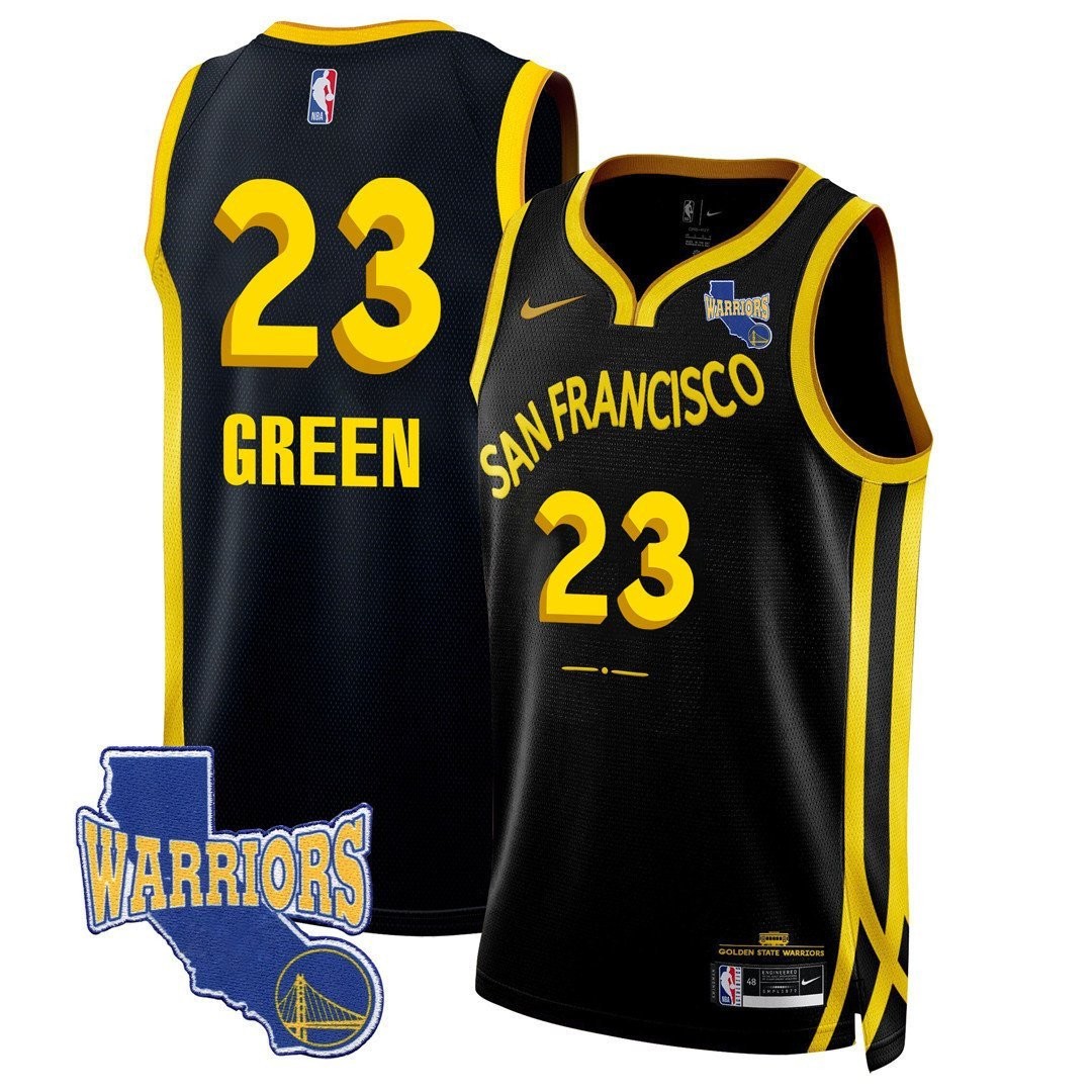 Draymond Green 23 Golden State Warriors California Patch 2023/24 City Edition Swingman Jersey Black