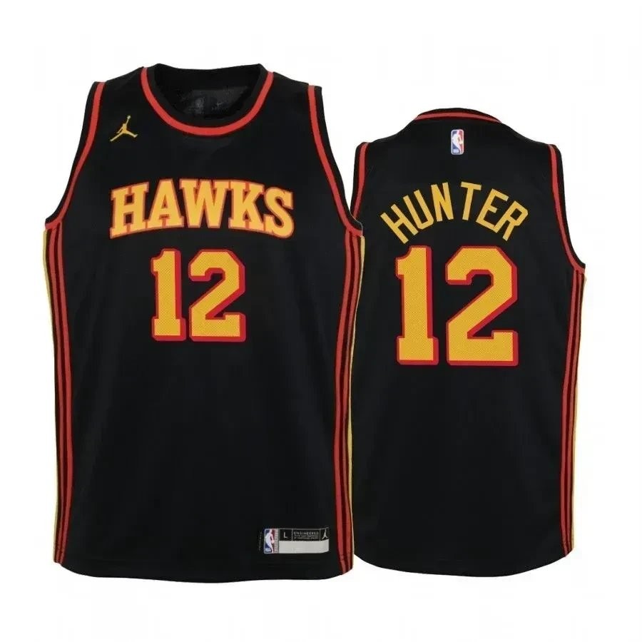 Youth De'Andre Hunter Atlanta Hawks Black Statement Jersey Jumpman - Unisex