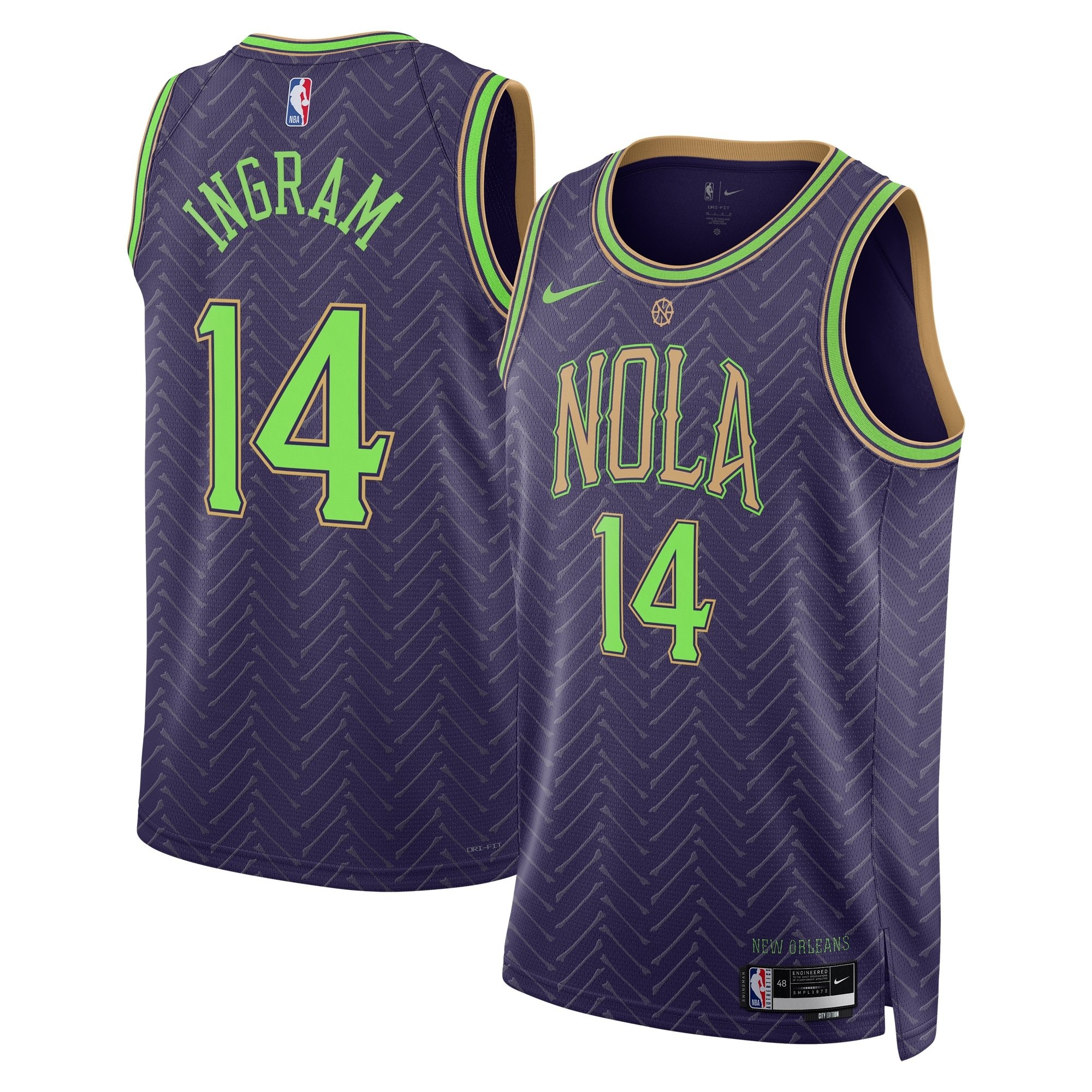New Orleans Pelicans 2024 City Edition Swingman Jersey Purple Brandon Ingram Unisex