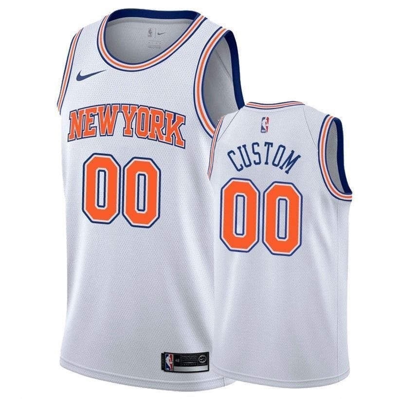 Men's Knicks Custom #00 White Basketball Jersey - Polyester, Sizes S-3XL