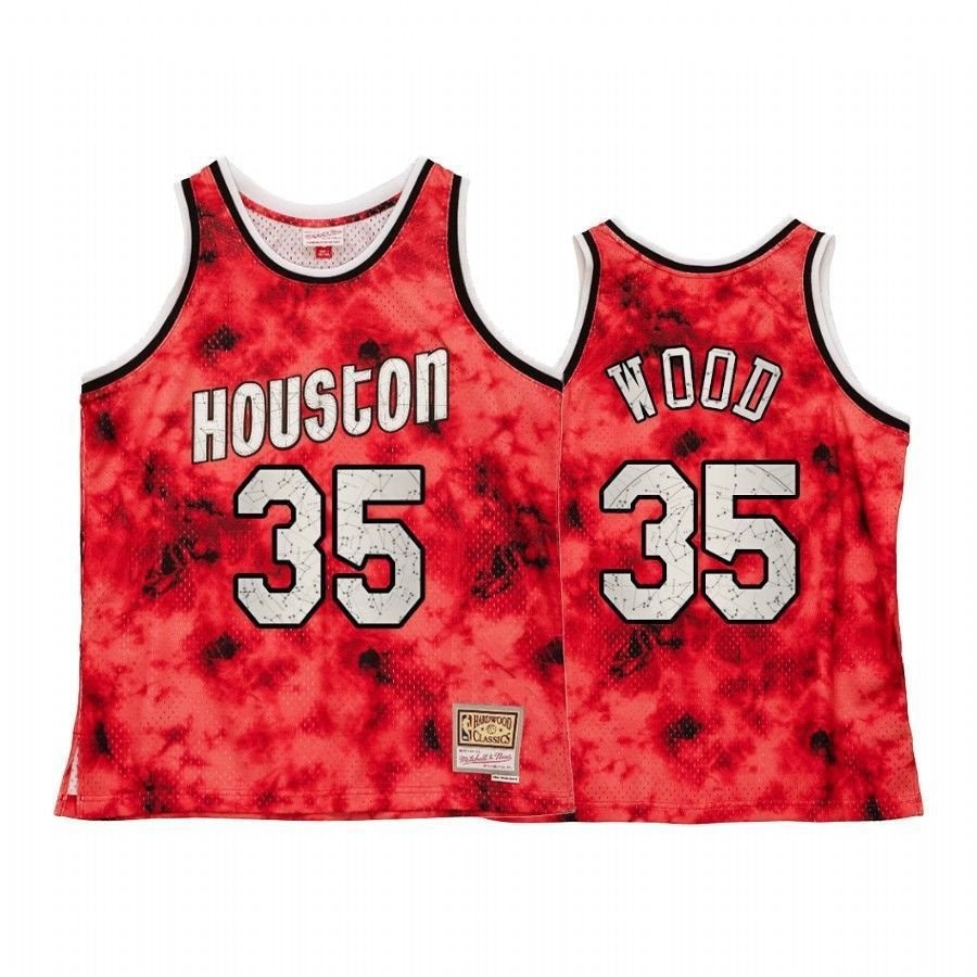 Men's Houston Rockets Christian Wood Red Throwback Galaxy Constellation Jersey