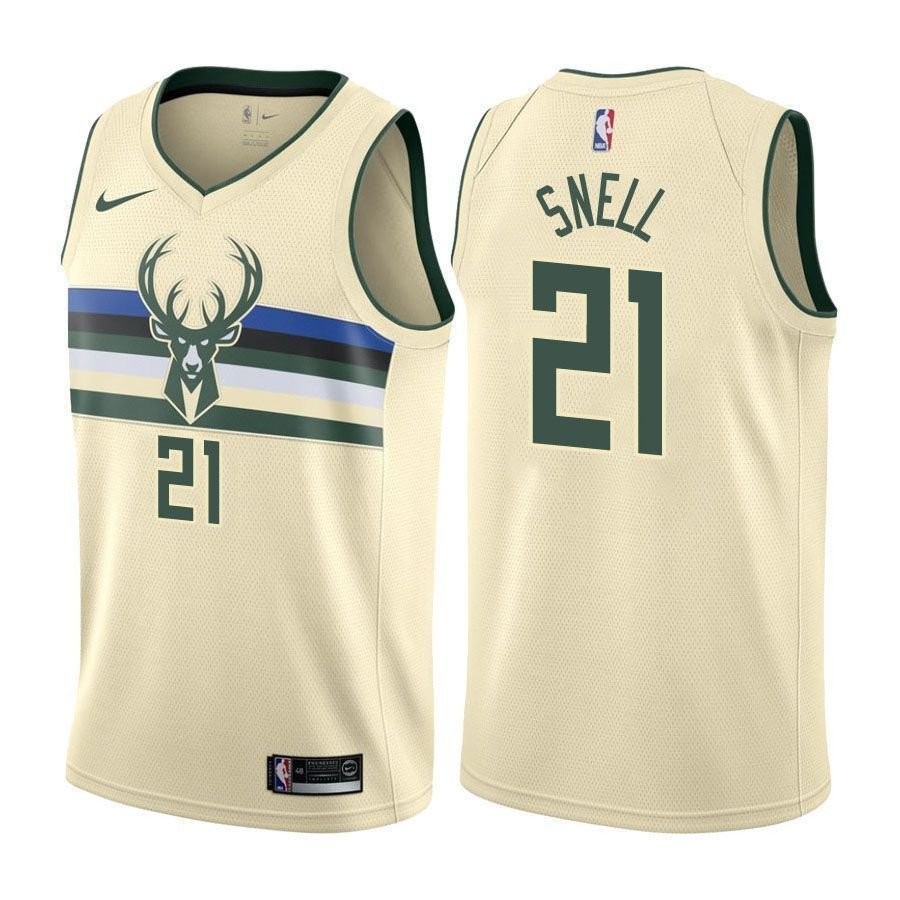 Bucks Tony Snell 21 City Edition Cream NBA Jersey - Unisex Adult Sizes S-3XL