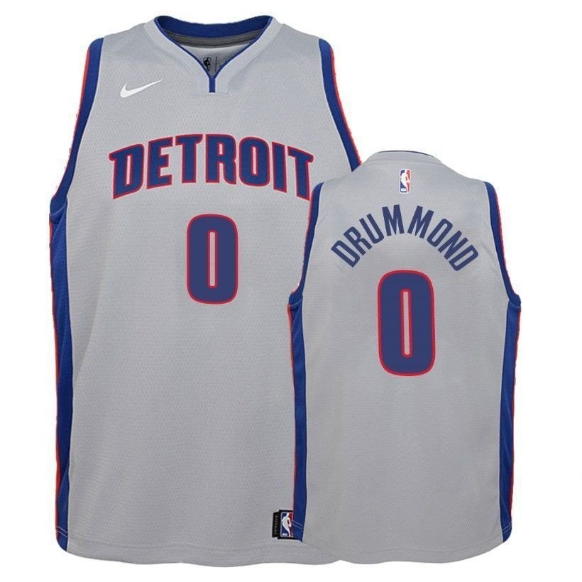 Youth Andre Drummond 0 Detroit Pistons State Gray Jersey Unisex S-3XL