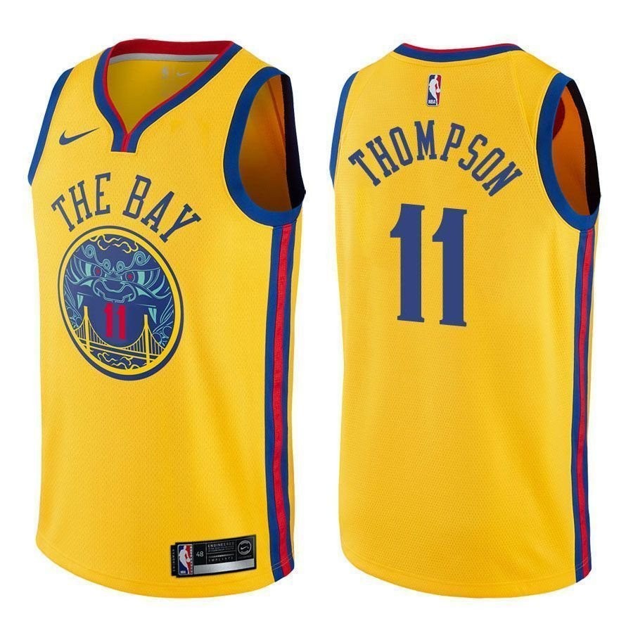 Warriors Male Klay Thompson 11 City Edition Gold Jersey