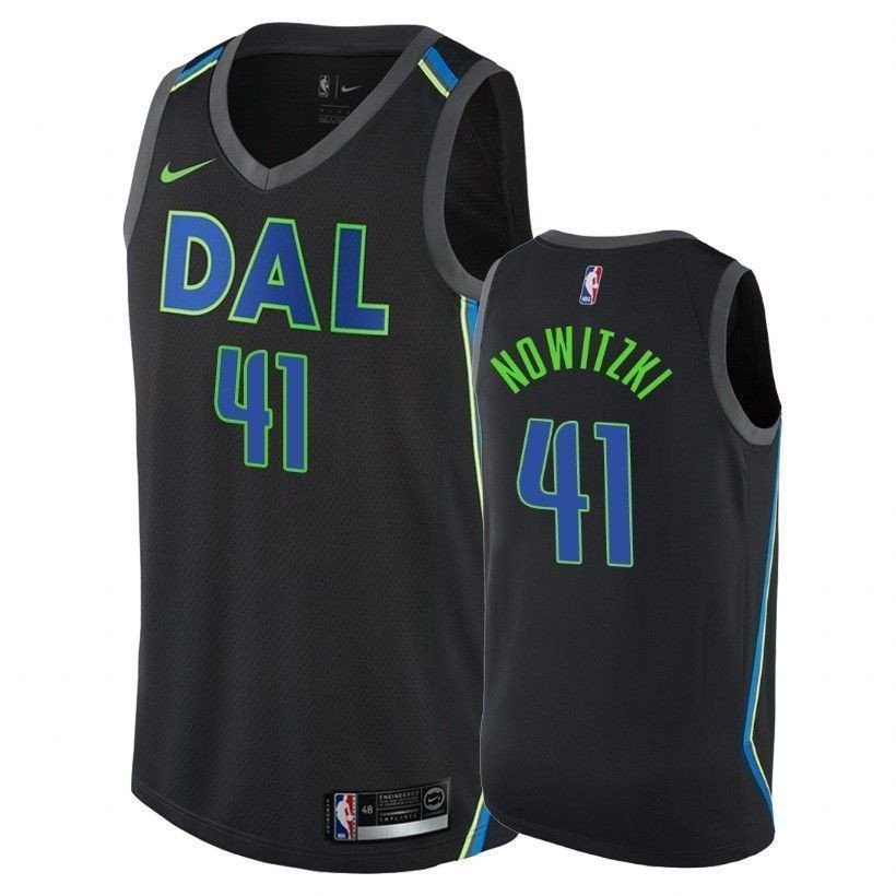 Mavericks Dirk Nowitzki 41 City Black Jersey Unisex Adult Basketball Jersey