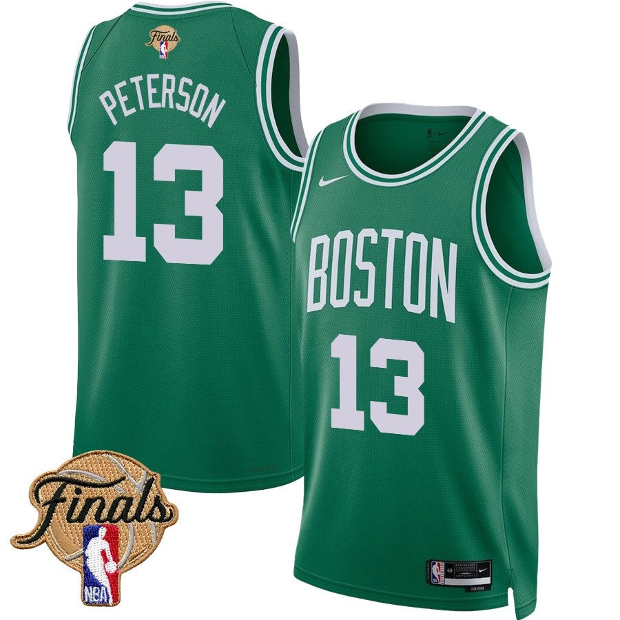 Drew Peterson 13 Boston Celtics 2024 Finals Patch Icon Edition Jersey Kelly Green