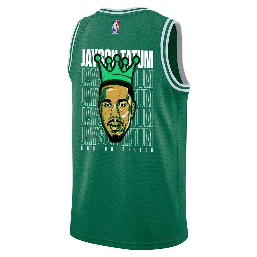 Jayson Tatum 0 Boston Celtics 2024 Icon Edition Jersey Green Finals Champions Patch - Image 2