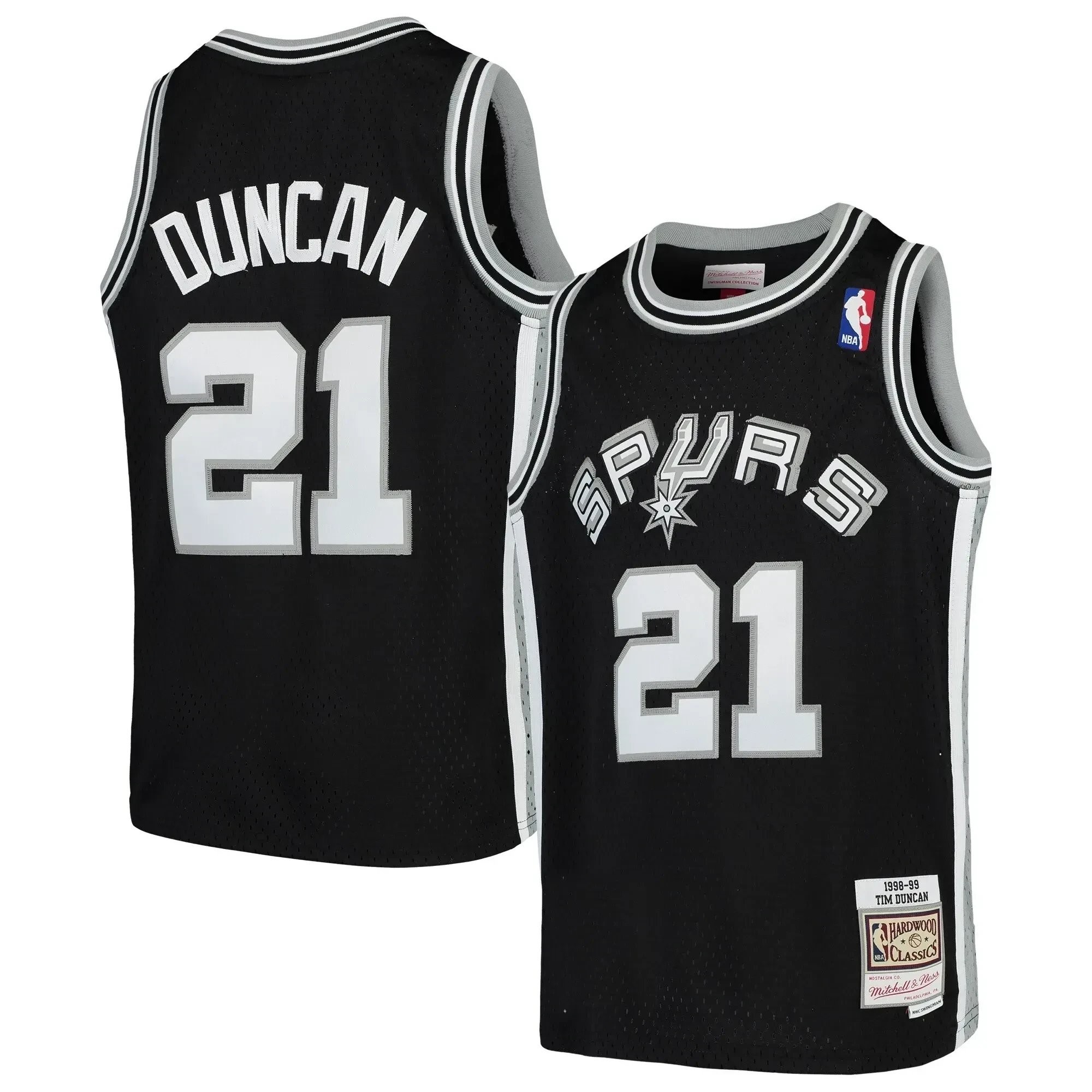 Tim Duncan San Antonio Spurs Mitchell Ness Youth Swingman Throwback Jersey - Black