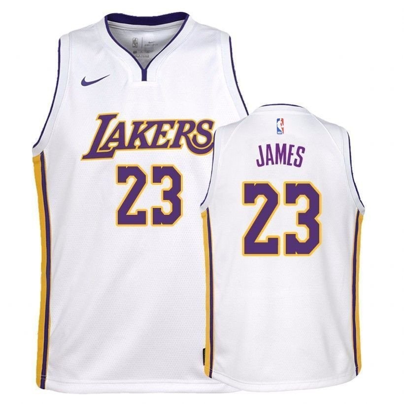 Youth Lakers LeBron James #23 Association White Jersey - Unisex