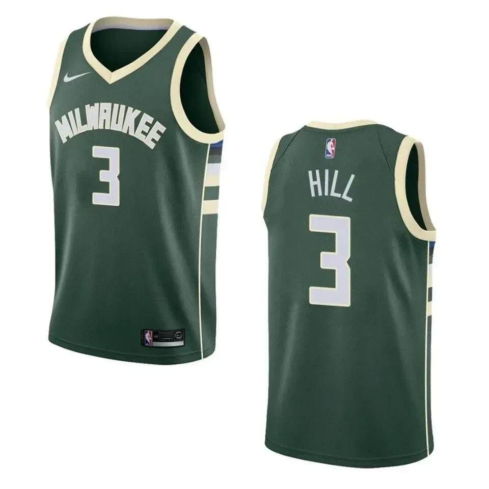 Men's Milwaukee Bucks George Hill Icon Swingman Jersey Green Multi Color