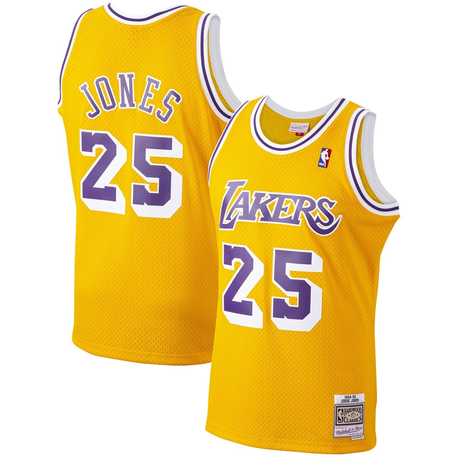Men's Mitchell & Ness Ed Jones Gold Los Angeles Lakers 1994-95 Hardwood Classics Swingman Jersey