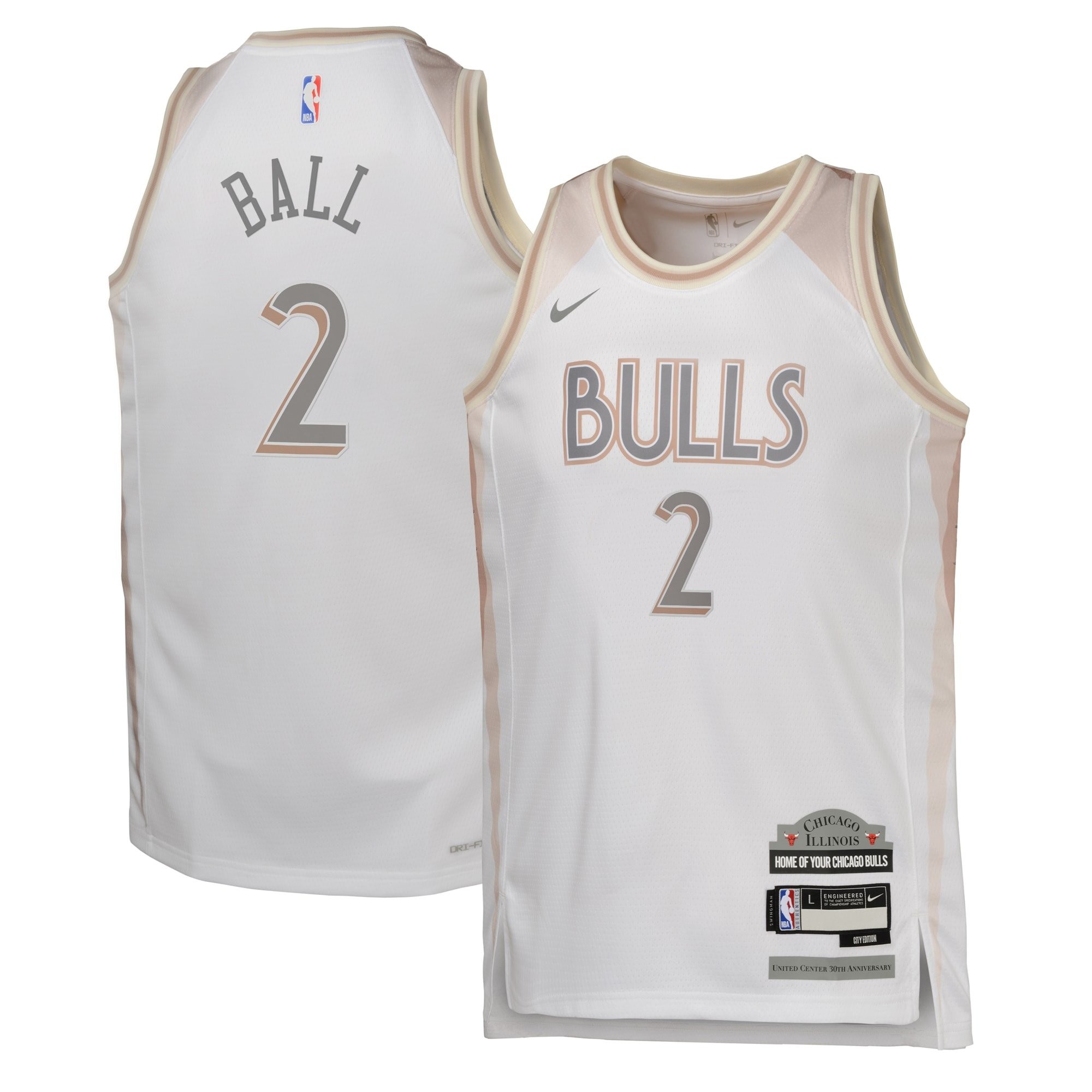 Chicago Bulls City Edition Swingman Jersey 2024 Blanco Lonzo Ball Youth White S-XXL