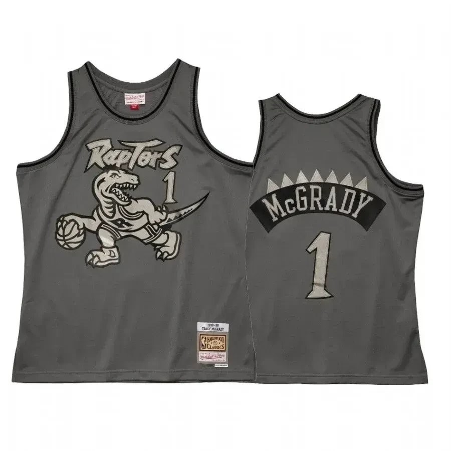 Men's Tracy McGrady 1 Toronto Raptors Metal Works Jersey Charcoal