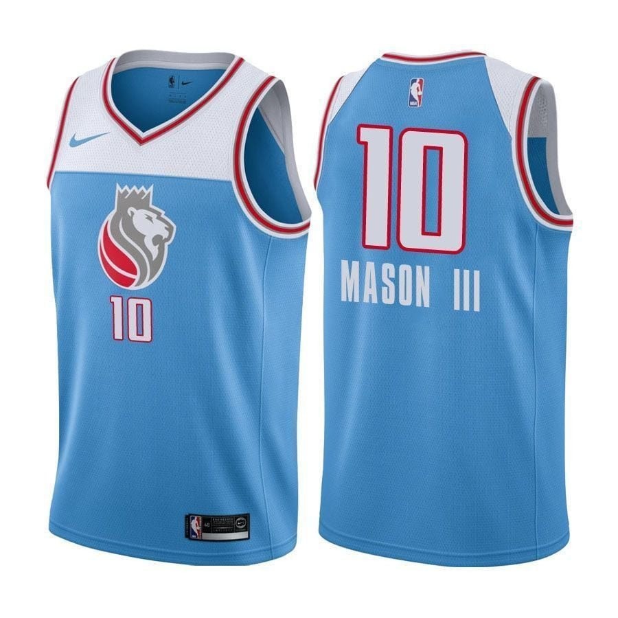 Frank Mason III #10 City Edition Blue Kings Men's Basketball Jersey