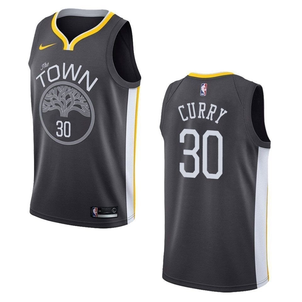 Men's Golden State Warriors 30 Stephen Curry Statement Swingman Jersey - Black