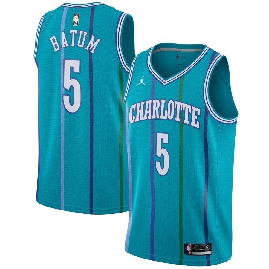 Nicolas Batum Charlotte Hornets Hardwood Classics Swingman Jersey Aqua Unisex