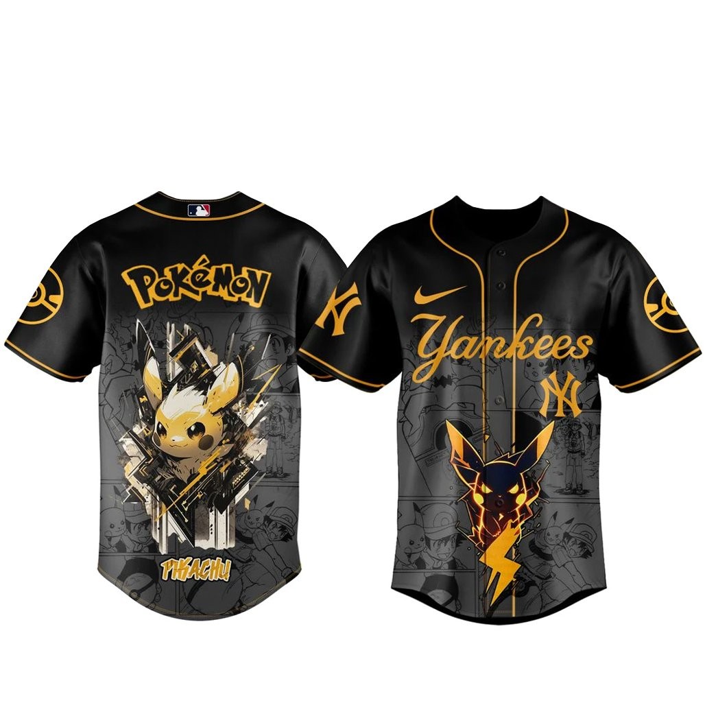 New York Yankees x Pokémon Pikachu 2026 Black Baseball Jersey