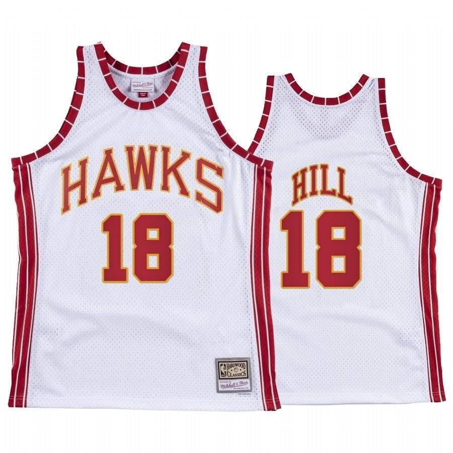 Men's Solomon Hill 18 Atlanta Hawks Hardwood Classics Jersey White