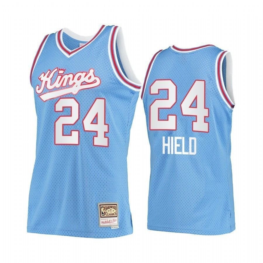 Men's Buddy Hield 24 Sacramento Kings Blue Hardwood Classics Jersey
