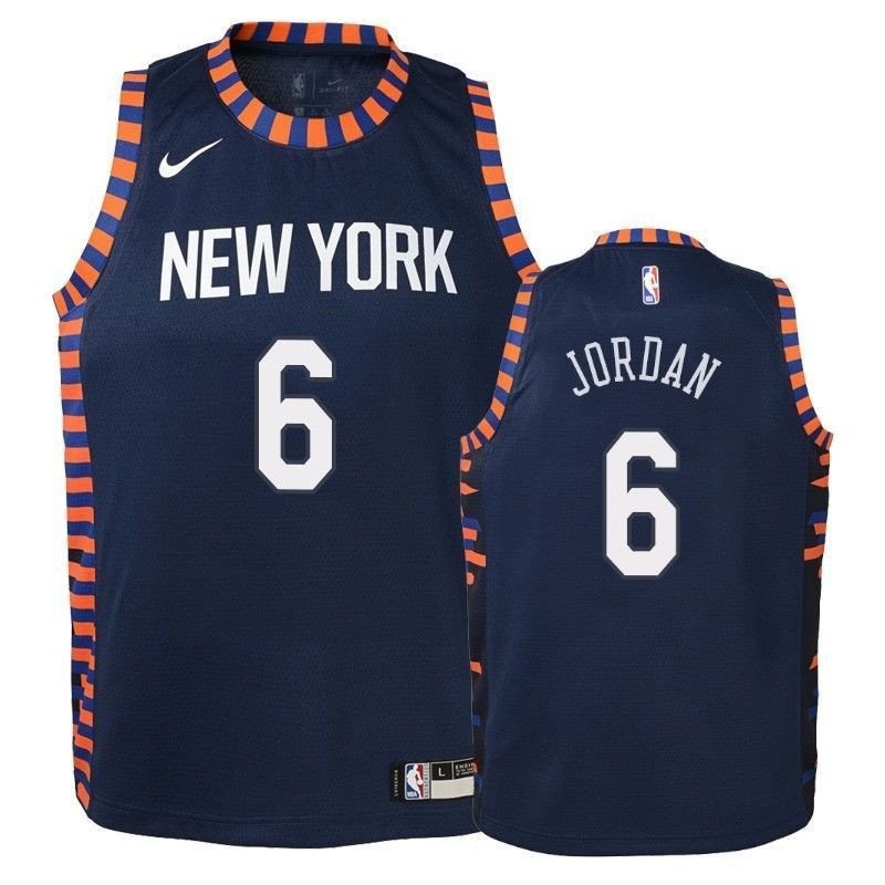 Youth Knicks DeAndre Jordan #6 City Navy Jersey Unisex S-3XL
