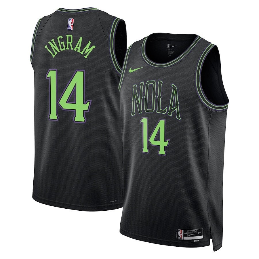 Brandon Ingram 14 New Orleans Pelicans 2023/24 City Edition Swingman Jersey Black Multicolor