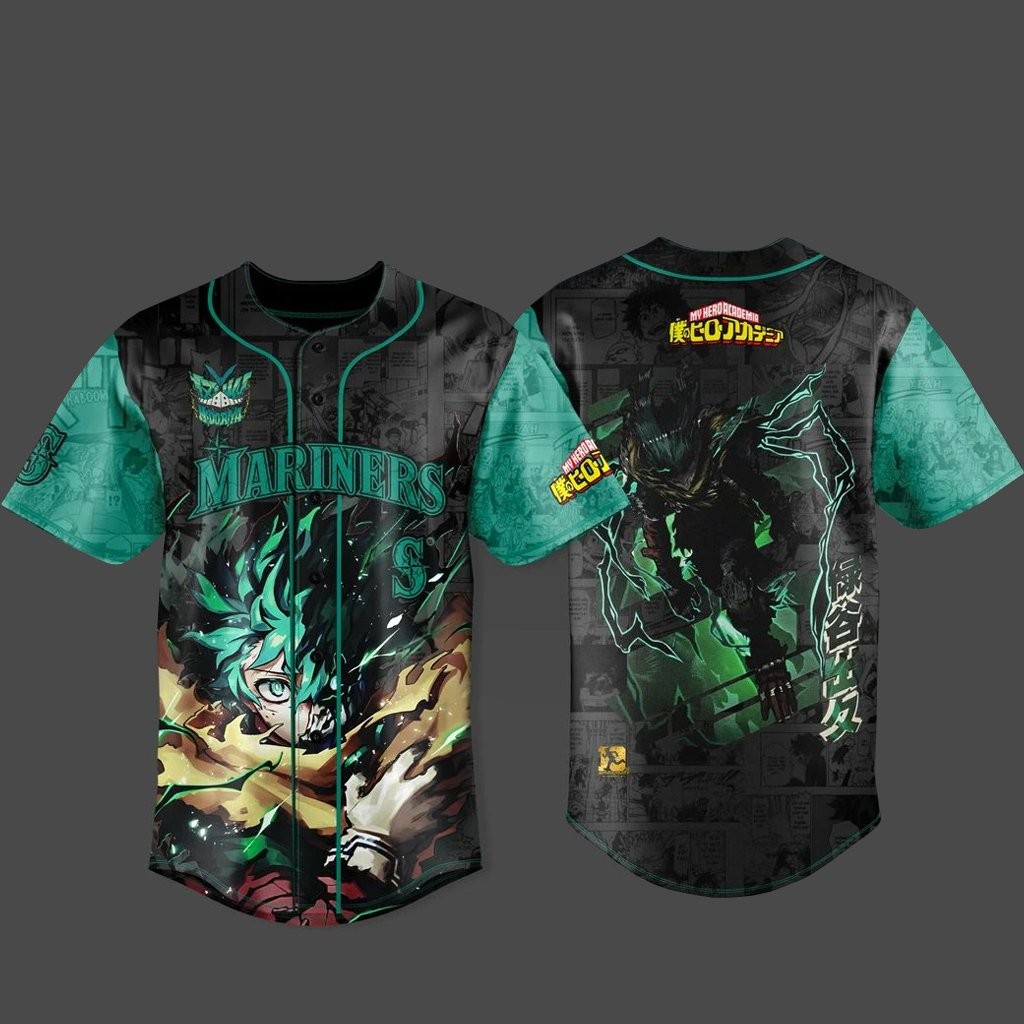 Seattle Mariners x My Hero Academia U.S. Tour 2026 Izuku Midoriya Baseball Jersey