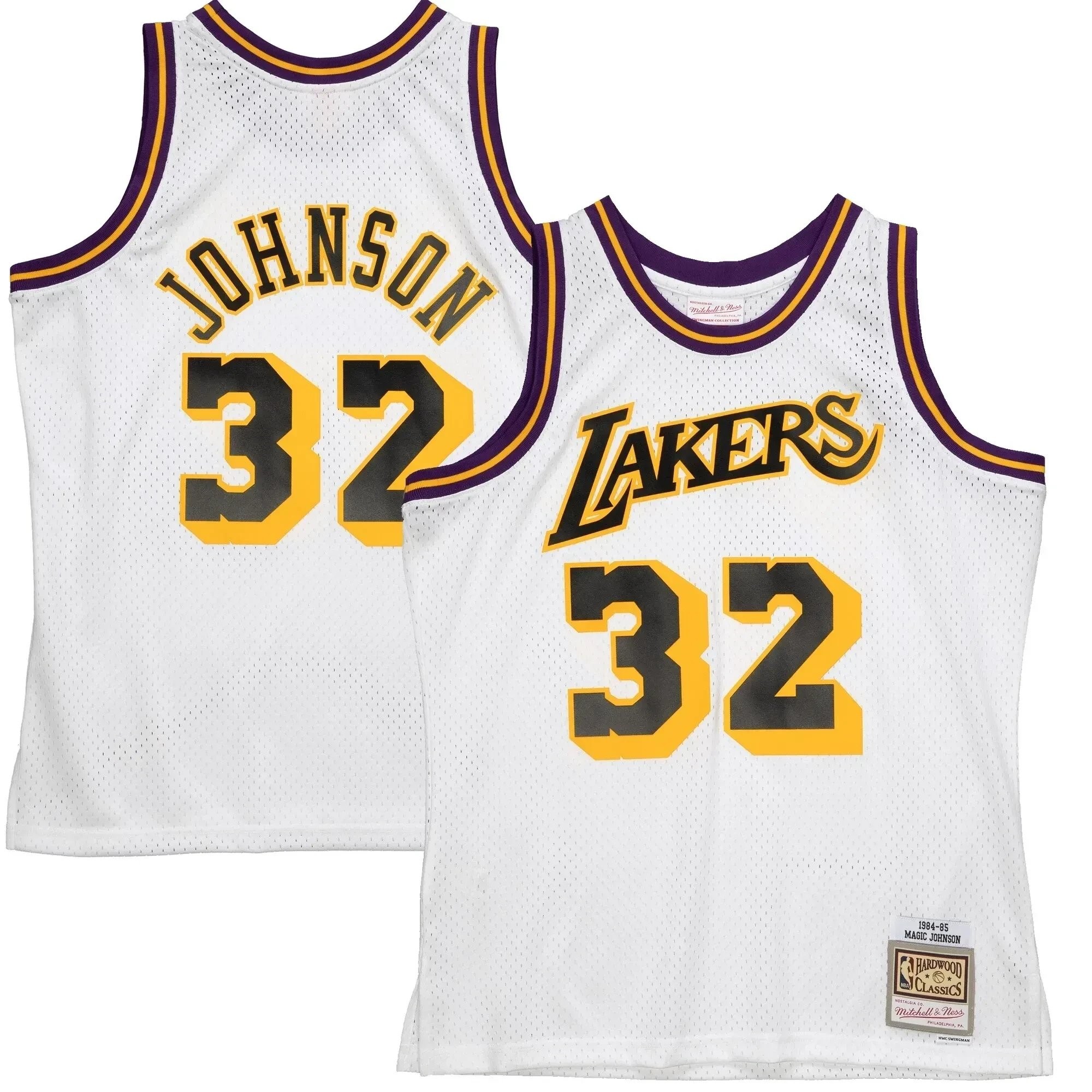 Magic Johnson Los Angeles Lakers Mitchell Ness 1984-85 Hardwood Classics Reload 2.0 Swingman Jersey - White