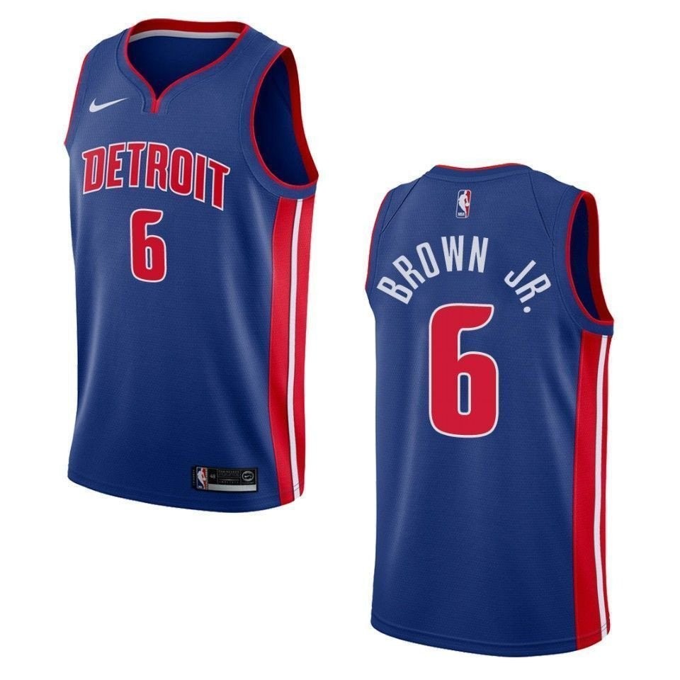Men's Detroit Pistons Bruce Brown Jr. #6 Icon Swingman Jersey Blue