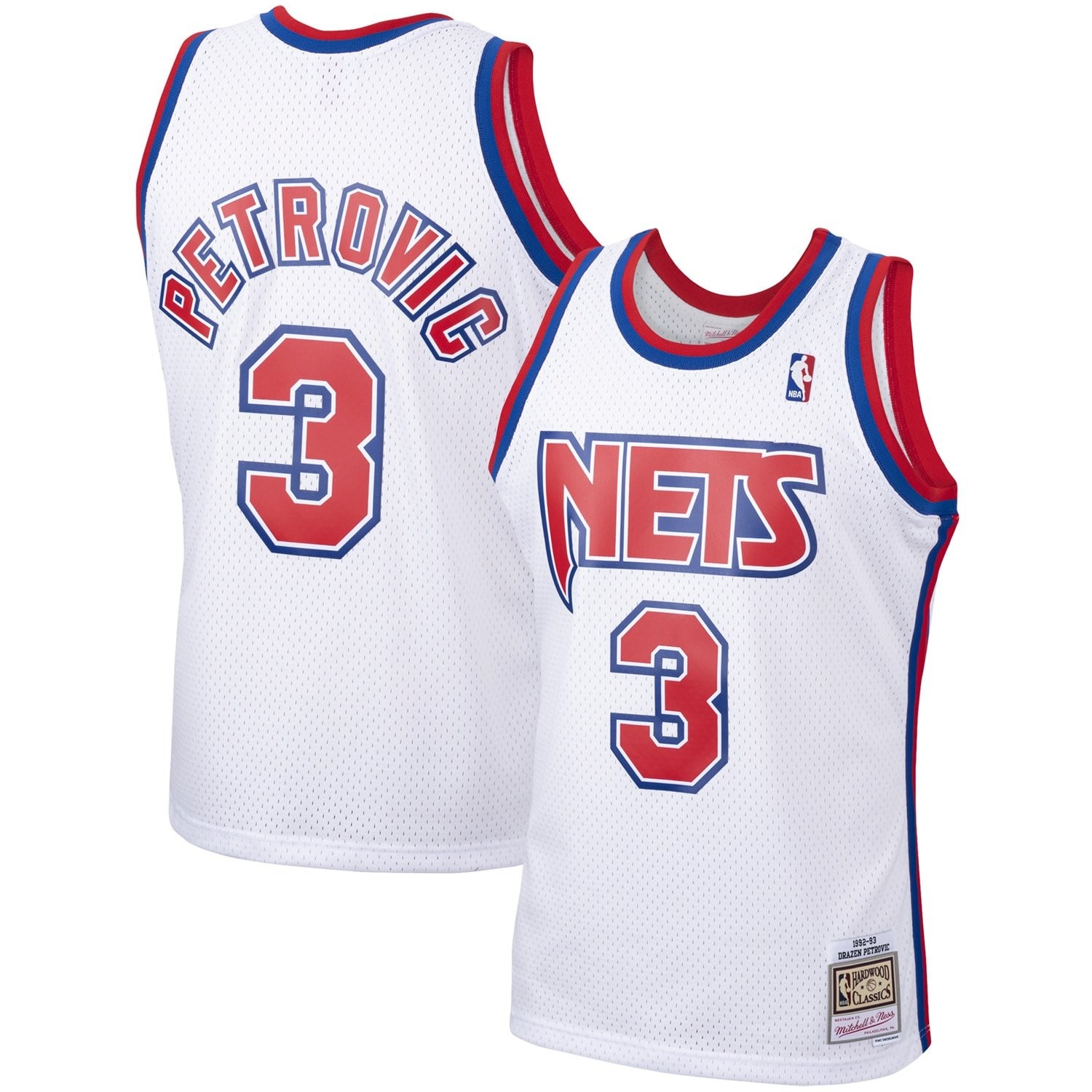 Men's Mitchell & Ness Drazen Petrovic White New Jersey Nets 1992 Hardwood Classics Swingman Jersey