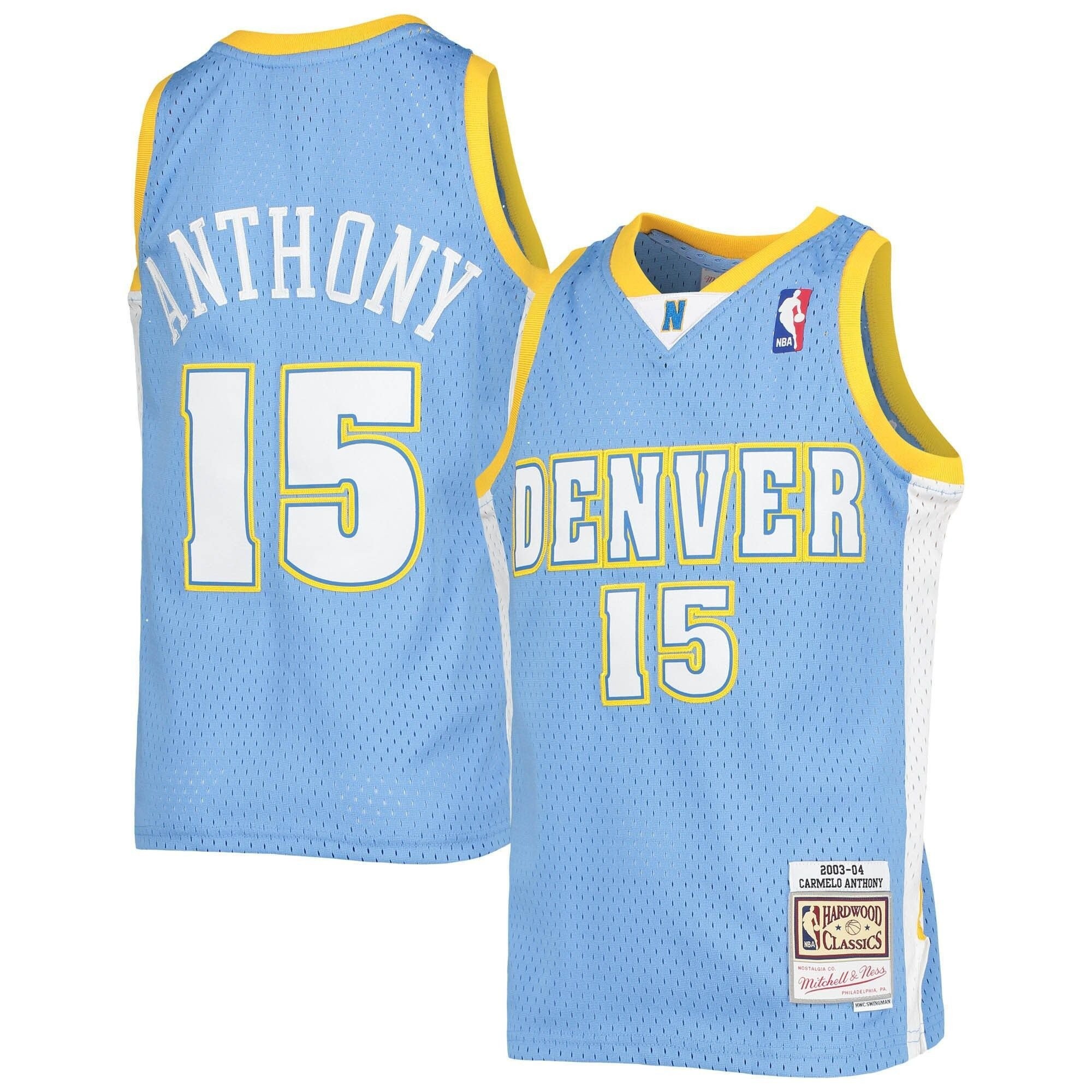 Carmelo Anthony Denver Nuggets Mitchell Ness Youth 2003-04 Hardwood Classics Swingman Jersey - Powder Blue