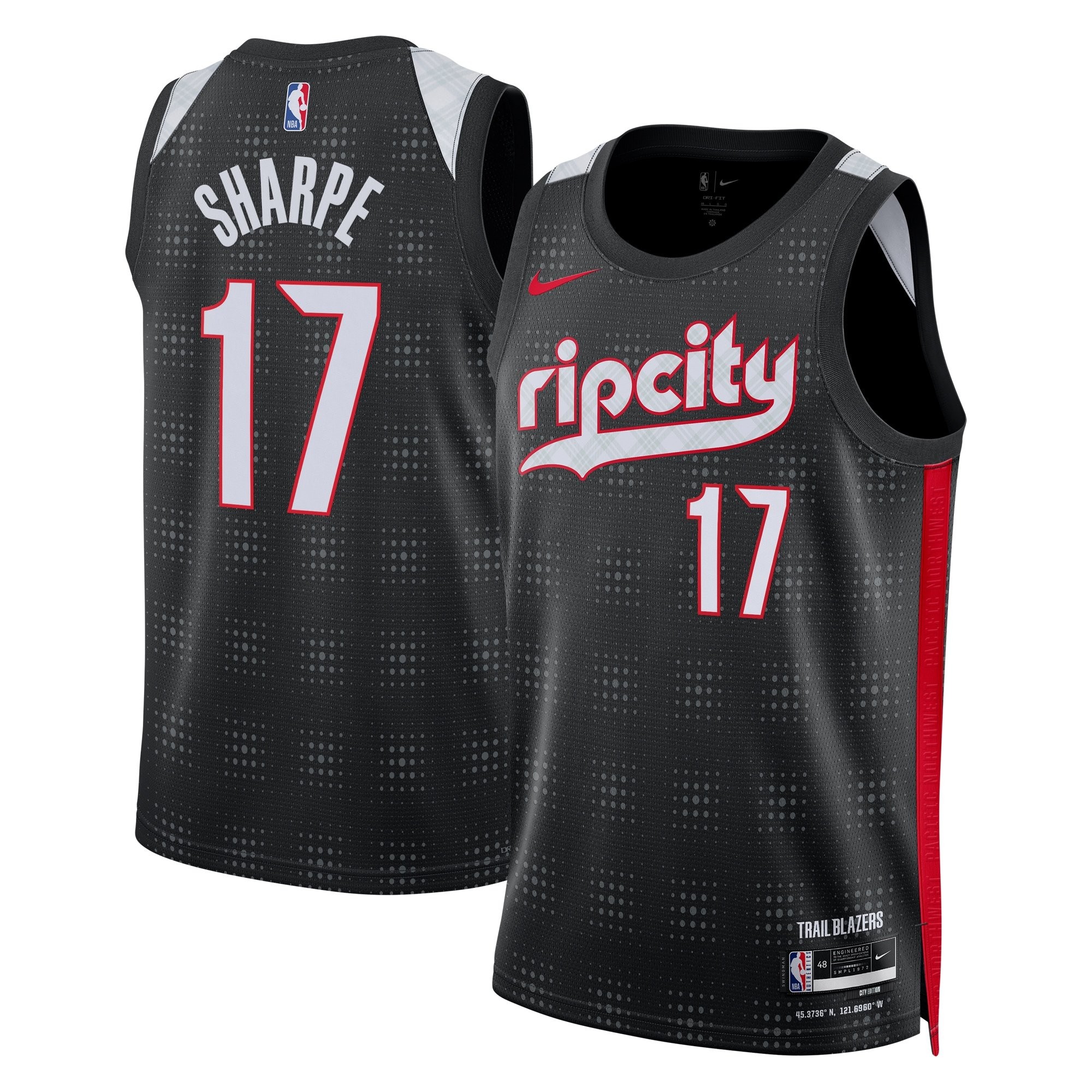 Portland Trail Blazers City Edition Swingman Jersey 2024 Black Shaedon Sharpe Unisex
