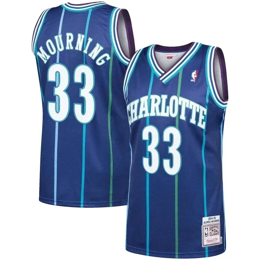 Alonzo Mourning Charlotte Hornets Mitchell & Ness 1994-95 Hardwood Classics Player Jersey Purple