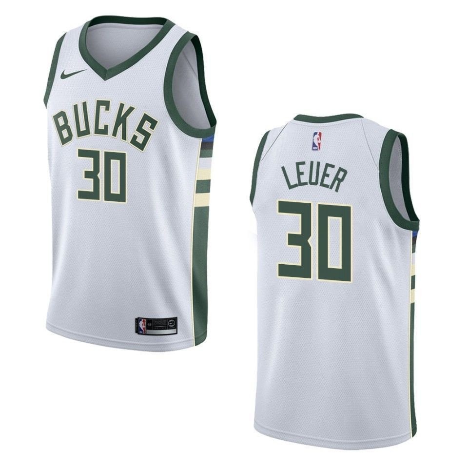 Men's Milwaukee Bucks Jon Leuer #30 Association White Swingman Jersey