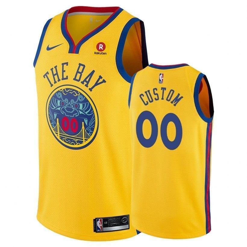 Men's Warriors Custom City Gold Basketball Jersey S-3XL Multicolor