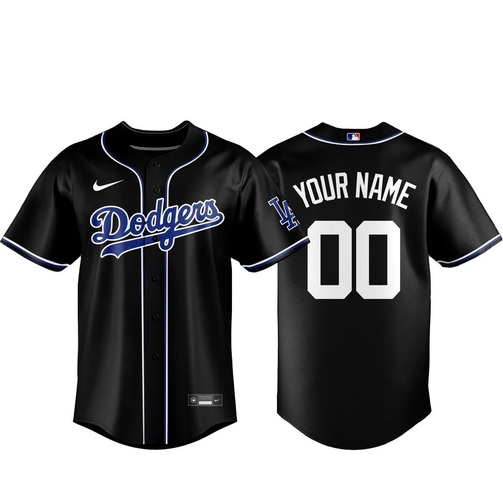 Custom Name and Number Los Angeles Dodgers Blackout Built For The Night 2026 Baseball Jersey