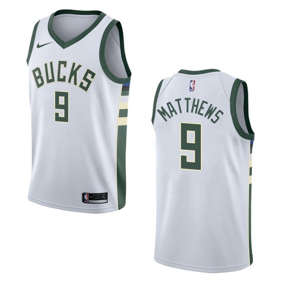 Men's Milwaukee Bucks Wesley Matthews #9 Association White Swingman Jersey