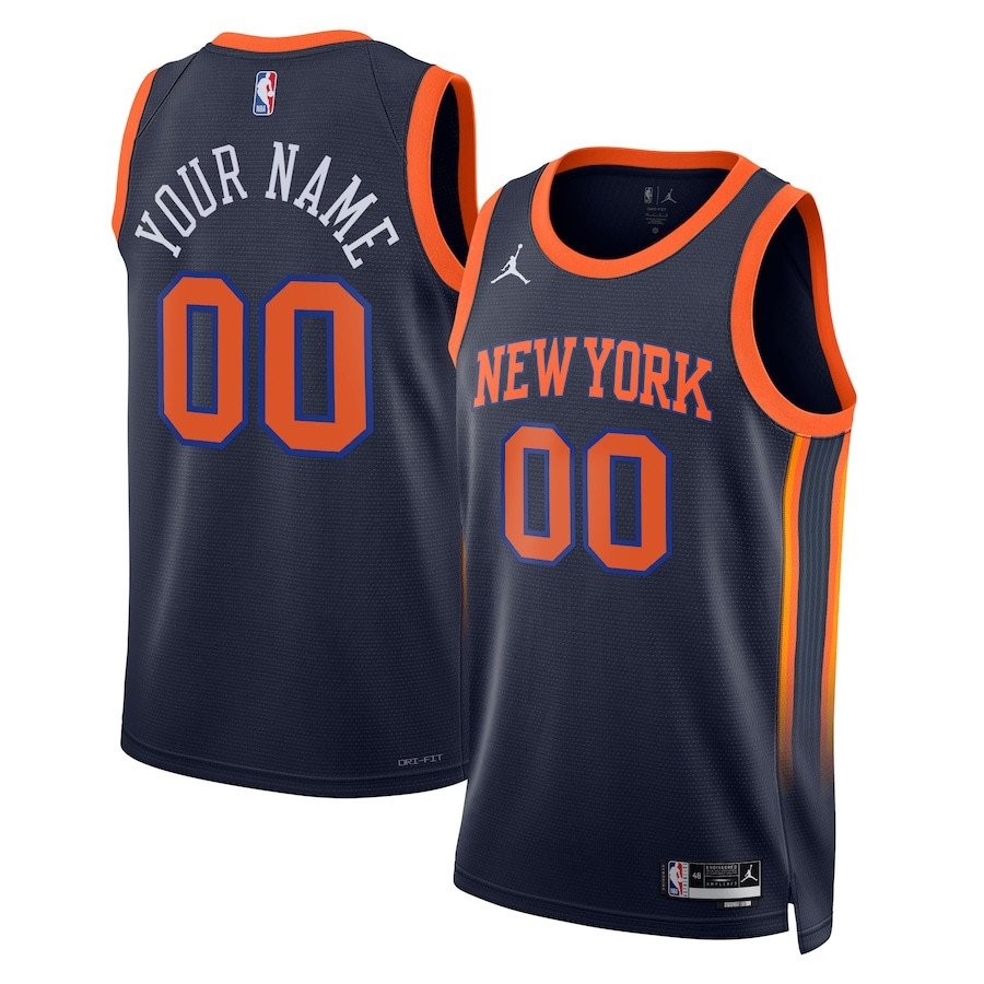 New York Knicks 2023/24 Statement Swingman Custom Men Jersey Navy