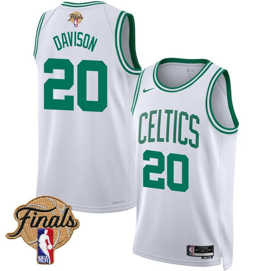 JD Davison 20 Boston Celtics 2024 Finals Patch Swingman Jersey Association Edition White