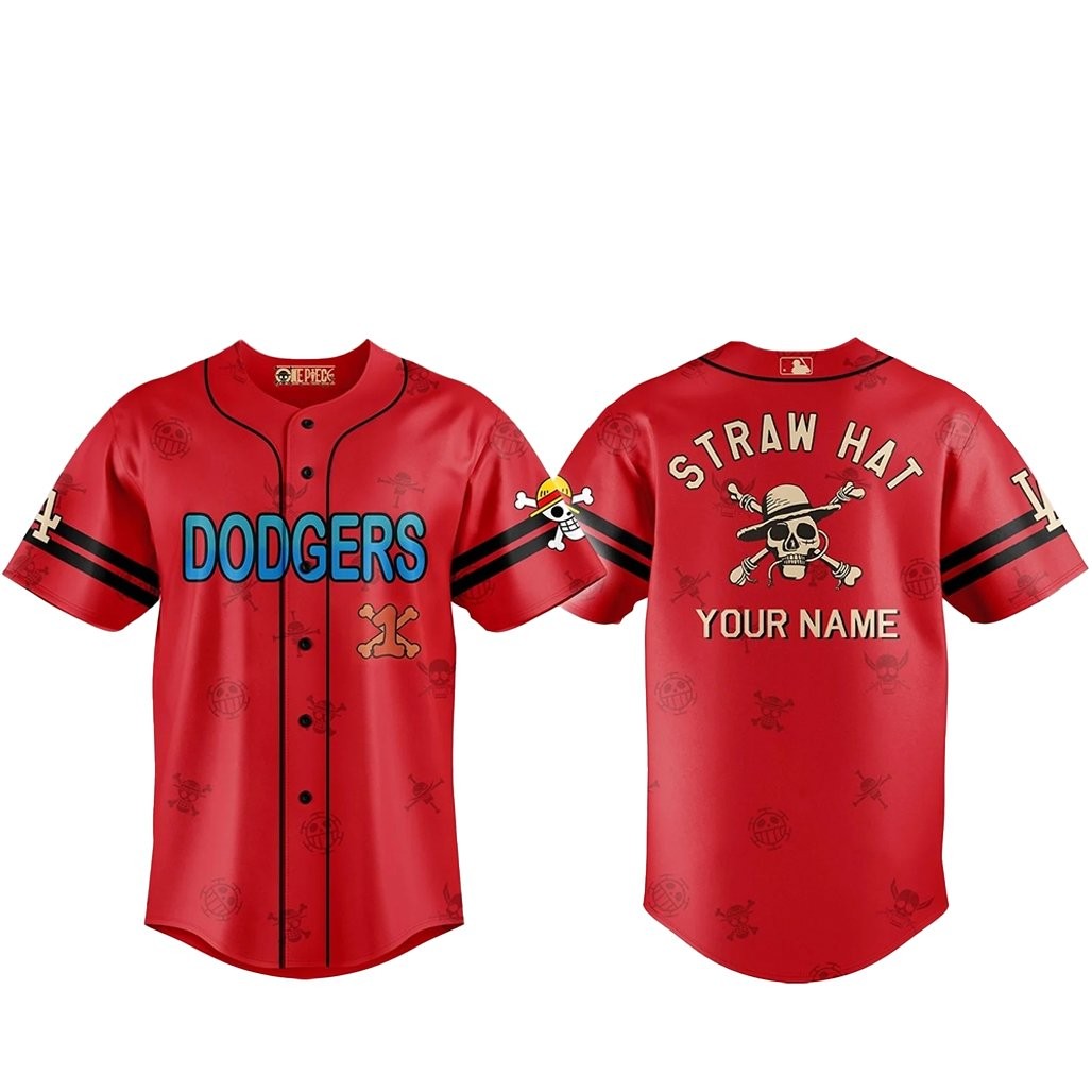 Custom Name Los Angeles Dodgers One Piece 2 Live Action Luffy Neighbours Baseball Jersey