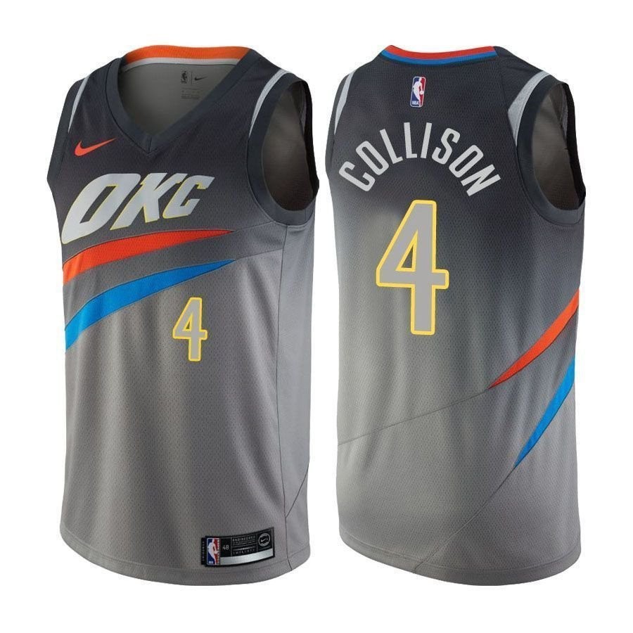 Thunder Nick Collison 4 City Edition Gray NBA Jersey - Unisex