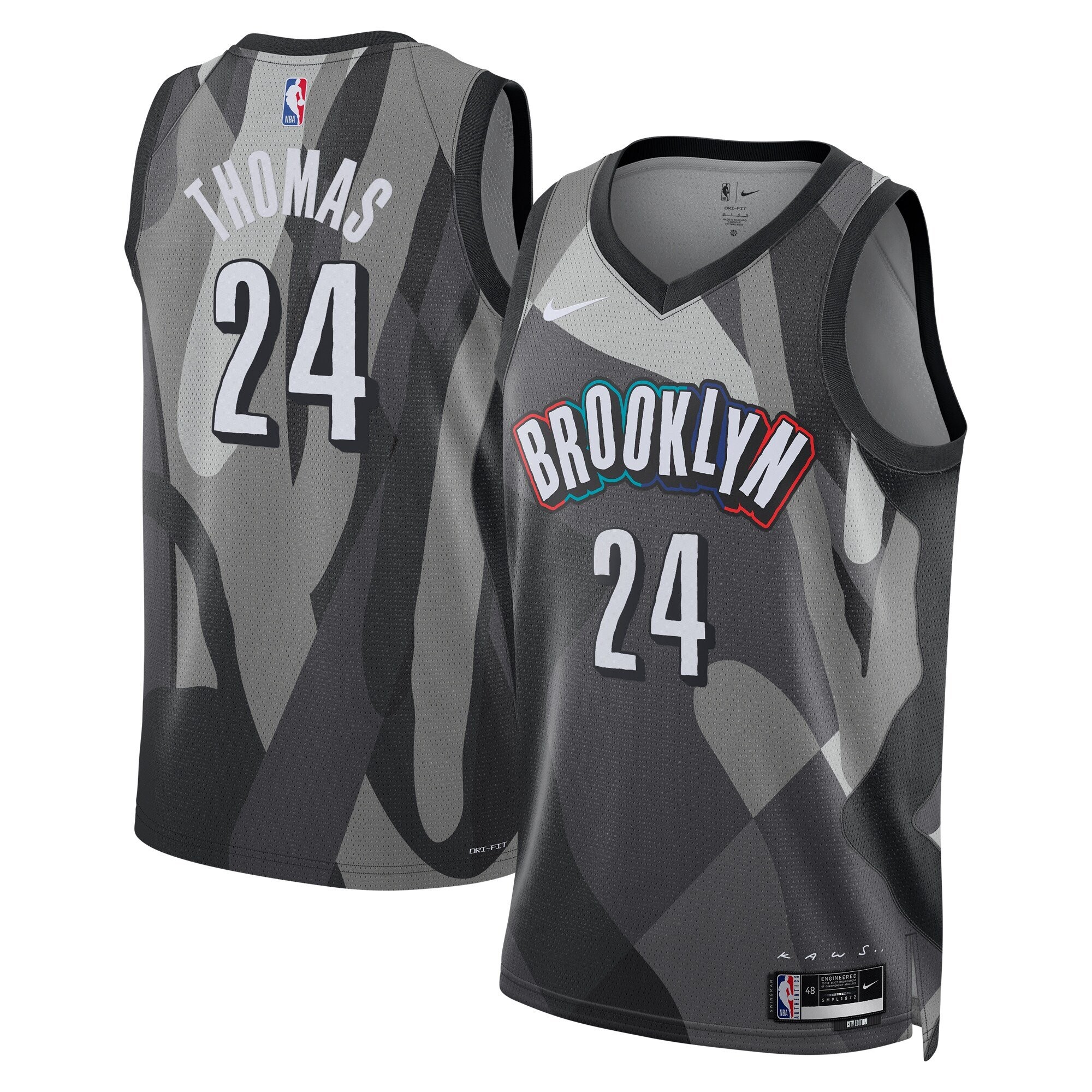 Brooklyn Nets 2024 City Edition Swingman Jersey Cam Thomas Silver Unisex