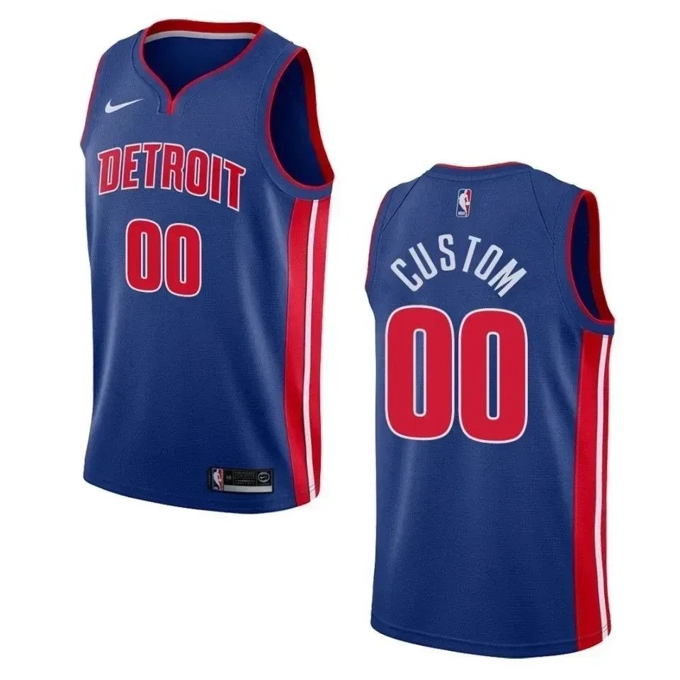 Men's Detroit Pistons 00 Custom Icon Swingman Jersey Blue Multicolor Sizes S-3XL