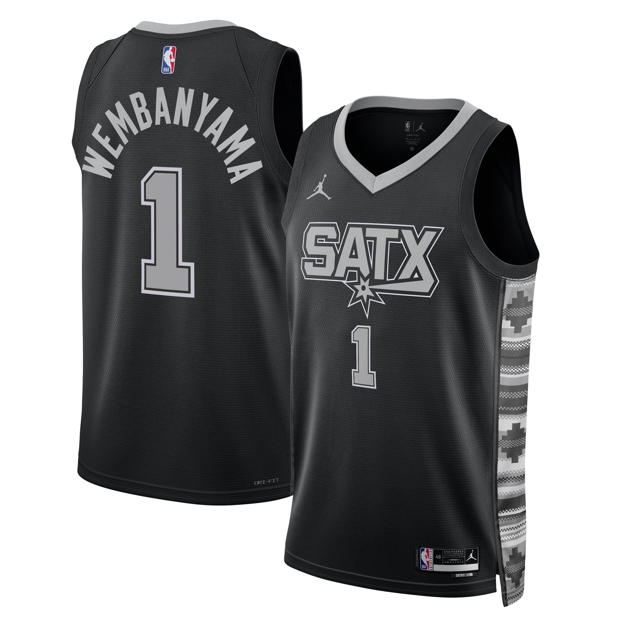 San Antonio Spurs Victor Wembanyama Jordan Statement Swingman Jersey 2023 NBA Draft Black Unisex