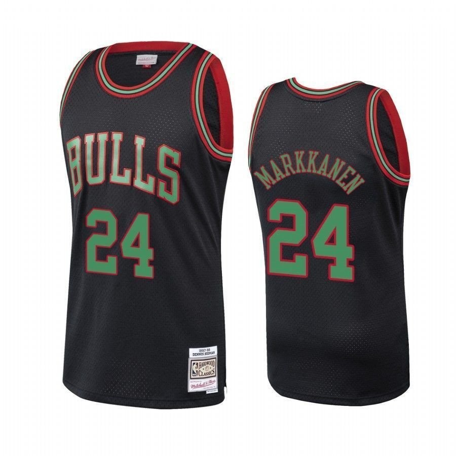 Men's Chicago Bulls Lauri Markkanen Black Collection Jersey - 100% Polyester, Sizes S-3XL
