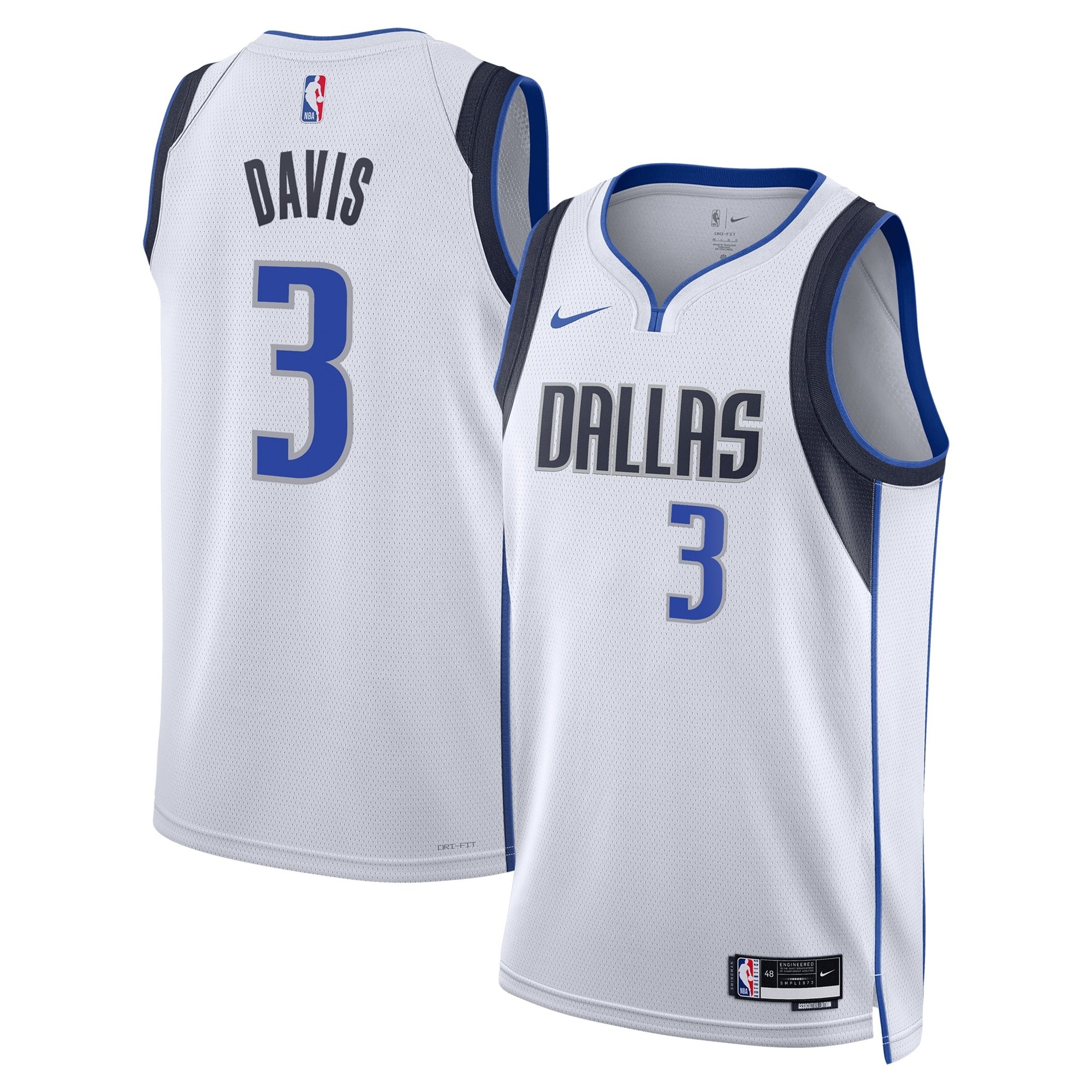Dallas Mavericks Association Edition Swingman Jersey White Anthony Davis Unisex